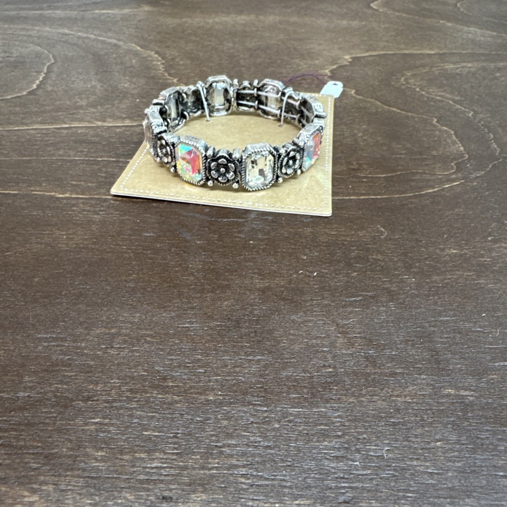 Bracelet Womem Elastic Large Stones Clear &Color Christmas Gift Stocking Stuffer - Picture 3 of 3